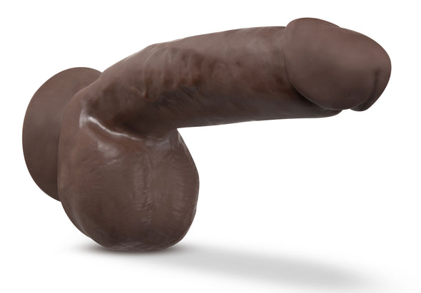 Dr. Skin Plus - 8 Inch Thick Poseable Dildo With Squeezable Balls - Chocolate-Dildos & Dongs-Blush Novelties-Andy's Adult World