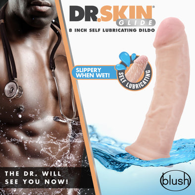 Dr. Skin Glide - 8 Inch Self Lubricating Dildo - Vanilla-Dildos & Dongs-Blush Novelties-Andy's Adult World