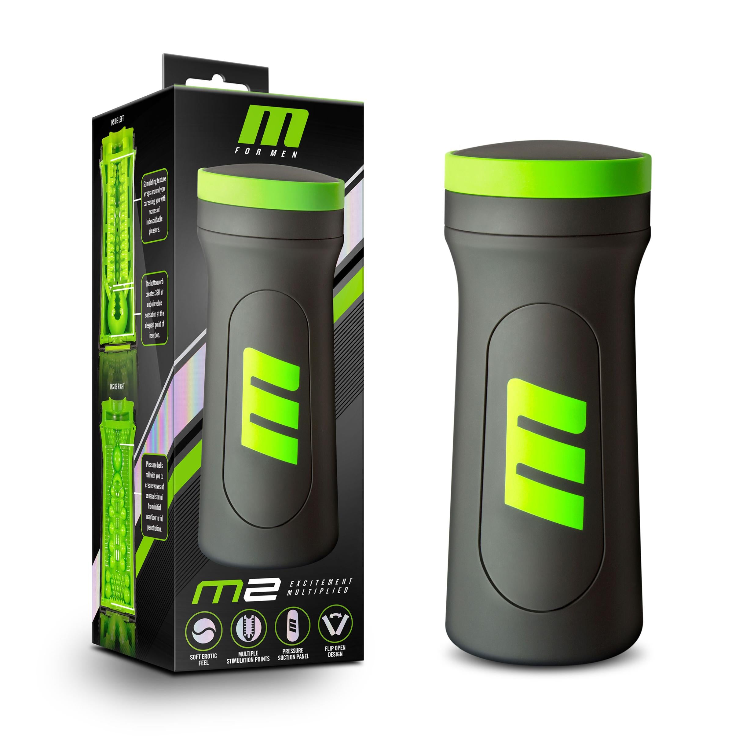 M for Men - M2 - Male Masturbator Cup - Black-Masturbation Aids for Males-Blush Novelties-Andy's Adult World
