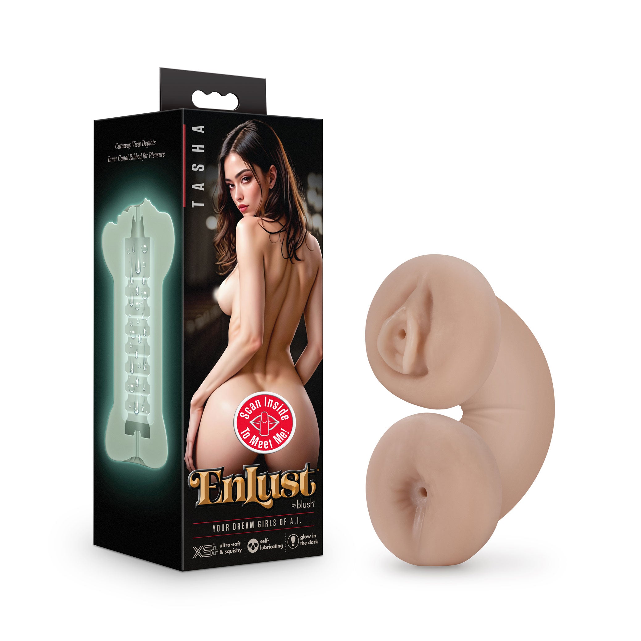 Enlust - Tasha - Soft and Wet Glow in the Dark Stroker - Beige-Masturbation Aids for Males-Blush-Andy's Adult World