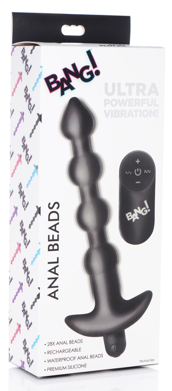 Bang - Vibrating Silicone Anal Beads and Remote Black-Anal Toys & Stimulators-XR Brands Bang-Andy's Adult World