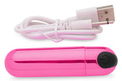 10x Rechargeable Vibrating Metallic Bullet - Pink-Eggs & Bullets-XR Brands Bang-Andy's Adult World