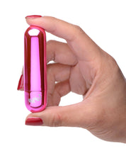 10x Rechargeable Vibrating Metallic Bullet - Pink-Eggs & Bullets-XR Brands Bang-Andy's Adult World