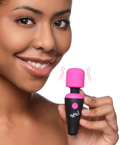 Bang - 10x Vibrating Mini Silicone Wand - Pink-Vibrators-XR Brands Bang-Andy's Adult World