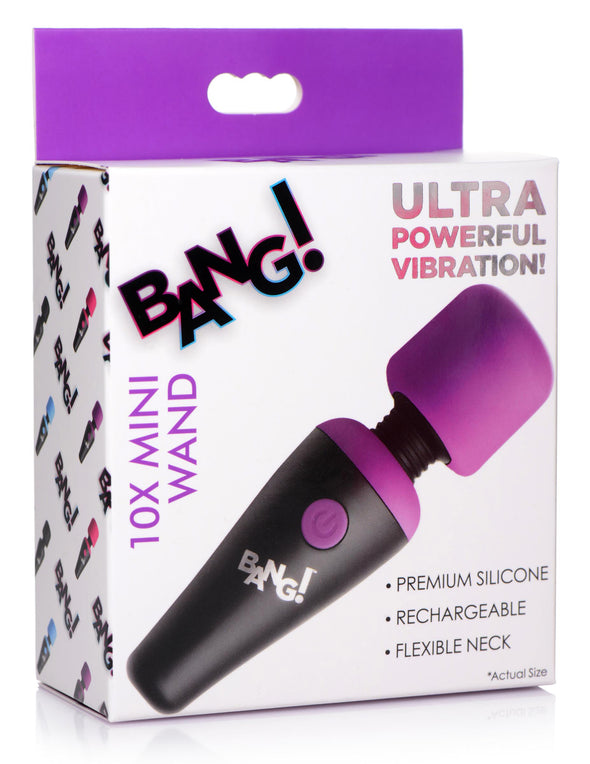 Bang - 10x Vibrating Mini Silicone Wand - Purple-Vibrators-XR Brands Bang-Andy's Adult World