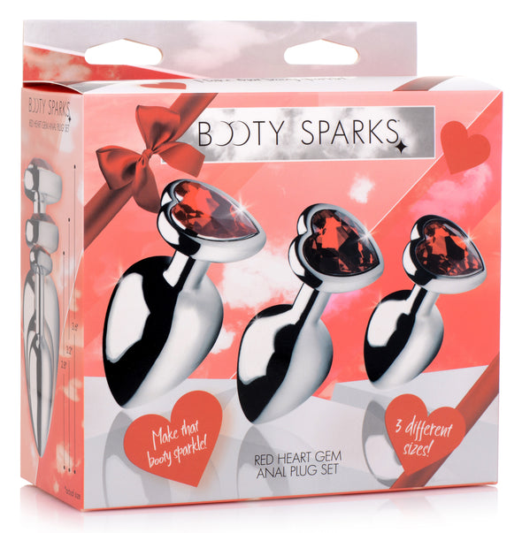 Red Heart Gem Anal Plug Set-Anal Toys & Stimulators-XR Brands Booty Sparks-Andy's Adult World