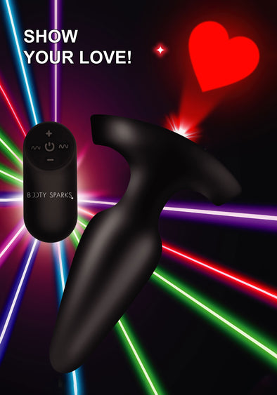 Laser Heart Anal Plug With Remote Control - Small-Anal Toys & Stimulators-XR Brands Booty Sparks-Andy's Adult World