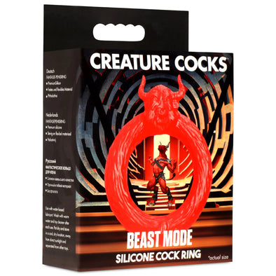 Beast Mode Silicone Cock Ring - Red-Cockrings-XR Brands Creature Cocks-Andy's Adult World