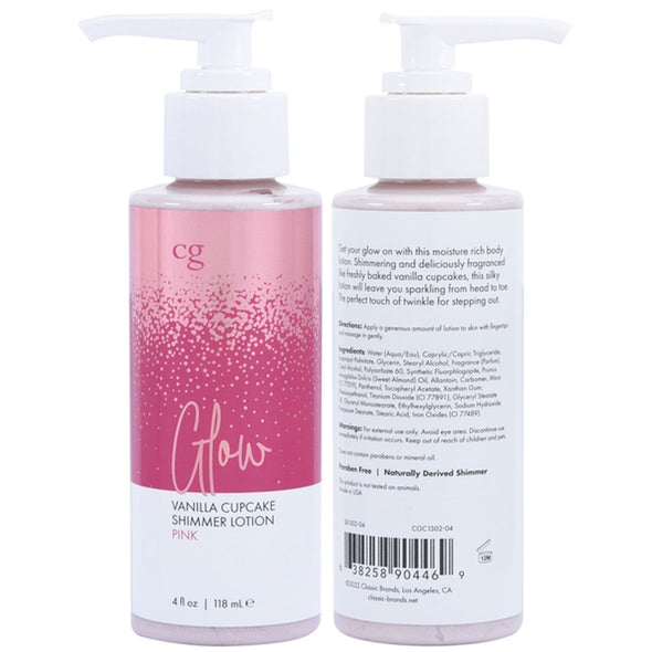 Glow Vanilla Cupcake Shimmer Lotion Pink 4 Oz-Lubricants Creams & Glides-Classic Brands-Andy's Adult World