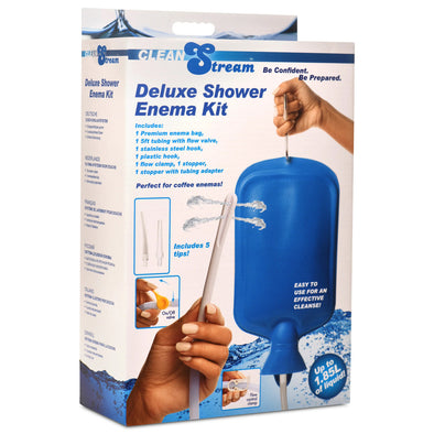 Deluxe Shower Enema Kit - Blue-Anal Toys & Stimulators-XR Brands Clean Stream-Andy's Adult World