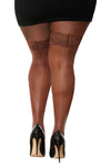 Seam Back Fishnet Thigh High - Queen Size - Espresso-Lingerie & Sexy Apparel-Dreamgirl-Andy's Adult World