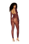 Catsuit Bodystocking and Shrug - One Size - Burgundy-Lingerie & Sexy Apparel-Dreamgirl-Andy's Adult World