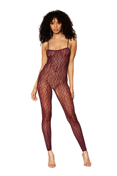 Catsuit Bodystocking and Shrug - One Size - Burgundy-Lingerie & Sexy Apparel-Dreamgirl-Andy's Adult World