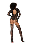 Teddy Bodystocking With Fingered Gloves - One Size - Black-Lingerie & Sexy Apparel-Dreamgirl-Andy's Adult World