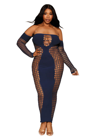 Bodystocking Gown - Queen Size - Denim-Lingerie & Sexy Apparel-Dreamgirl-Andy's Adult World