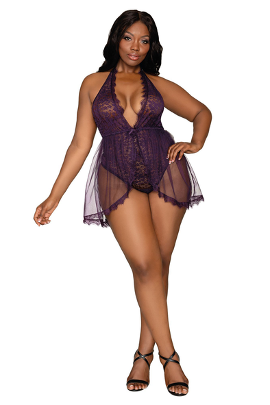 Teddy - Queen Size - Eggplant-Lingerie & Sexy Apparel-Dreamgirl-Andy's Adult World