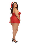Santa Babydoll, Thong and Hat - 1x - Lipstick Red-Lingerie & Sexy Apparel-Dreamgirl-Andy's Adult World
