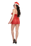 Santa Babydoll, Thong and Hat - Large - Lipstick Red-Lingerie & Sexy Apparel-Dreamgirl-Andy's Adult World