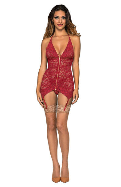 Garter Slip and G-String - One Size - Garnet-Lingerie & Sexy Apparel-Dreamgirl-Andy's Adult World