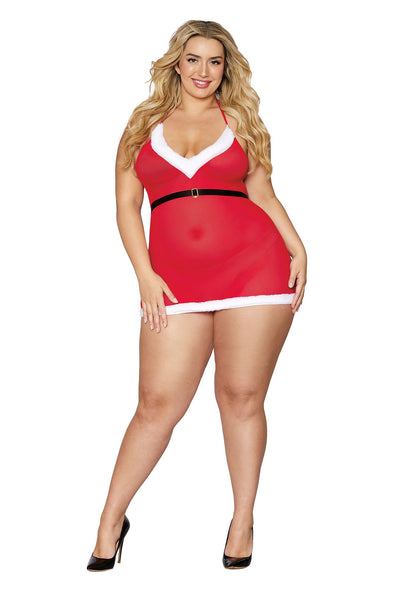 Santa Baby Chemise - Queen Size - Lipstick Red-Lingerie & Sexy Apparel-Dreamgirl-Andy's Adult World
