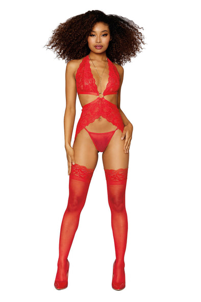 Garter Slip and G-String - One Size - Lipstick Red-Lingerie & Sexy Apparel-Dreamgirl-Andy's Adult World