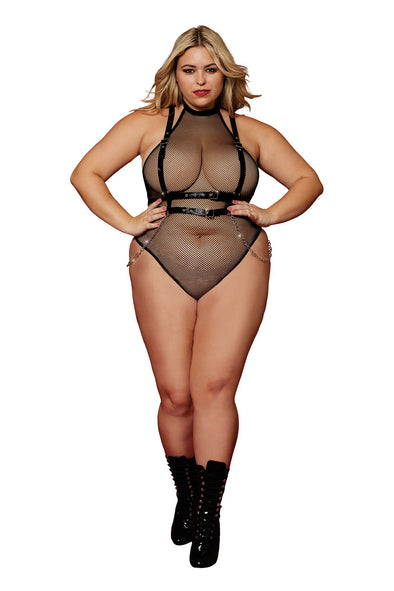 Teddy and Harness - Queen Size - Black-Lingerie & Sexy Apparel-Dreamgirl-Andy's Adult World