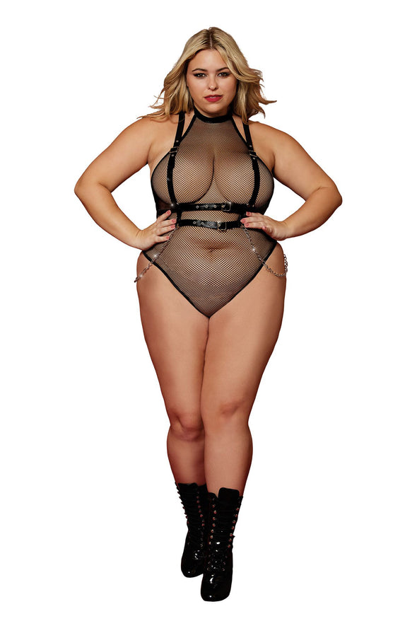 Teddy and Harness - Queen Size - Black-Lingerie & Sexy Apparel-Dreamgirl-Andy's Adult World