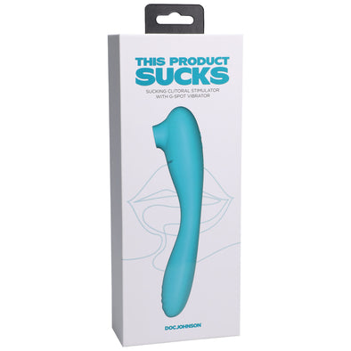 This Product Sucks - Sucking Clitoral Stimulator With Bendable G-Spot Vibrator - Teal-Vibrators-Doc Johnson-Andy's Adult World