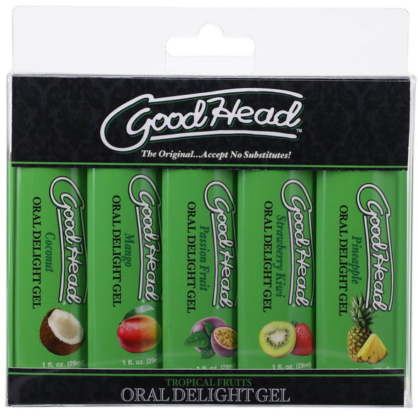 Goodhead - Oral Delight Gel - Tropical Fruits - 5 Pack - 1 Fl. Oz.-Lubricants Creams & Glides-Doc Johnson-Andy's Adult World