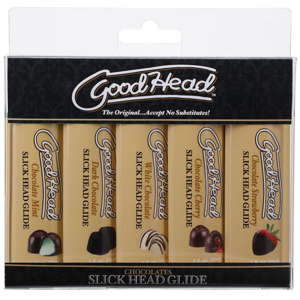 Goodhead - Slick Head Glide - Chocolate - 5 Pack - 1 Fl. Oz.-Lubricants Creams & Glides-Doc Johnson-Andy's Adult World
