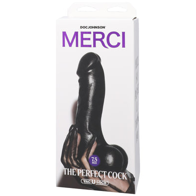 Merci - the Perfect Cock 7.5 Inch - With Removable Vac-U-Lock Suction Cup - Black-Dildos & Dongs-Doc Johnson-Andy's Adult World