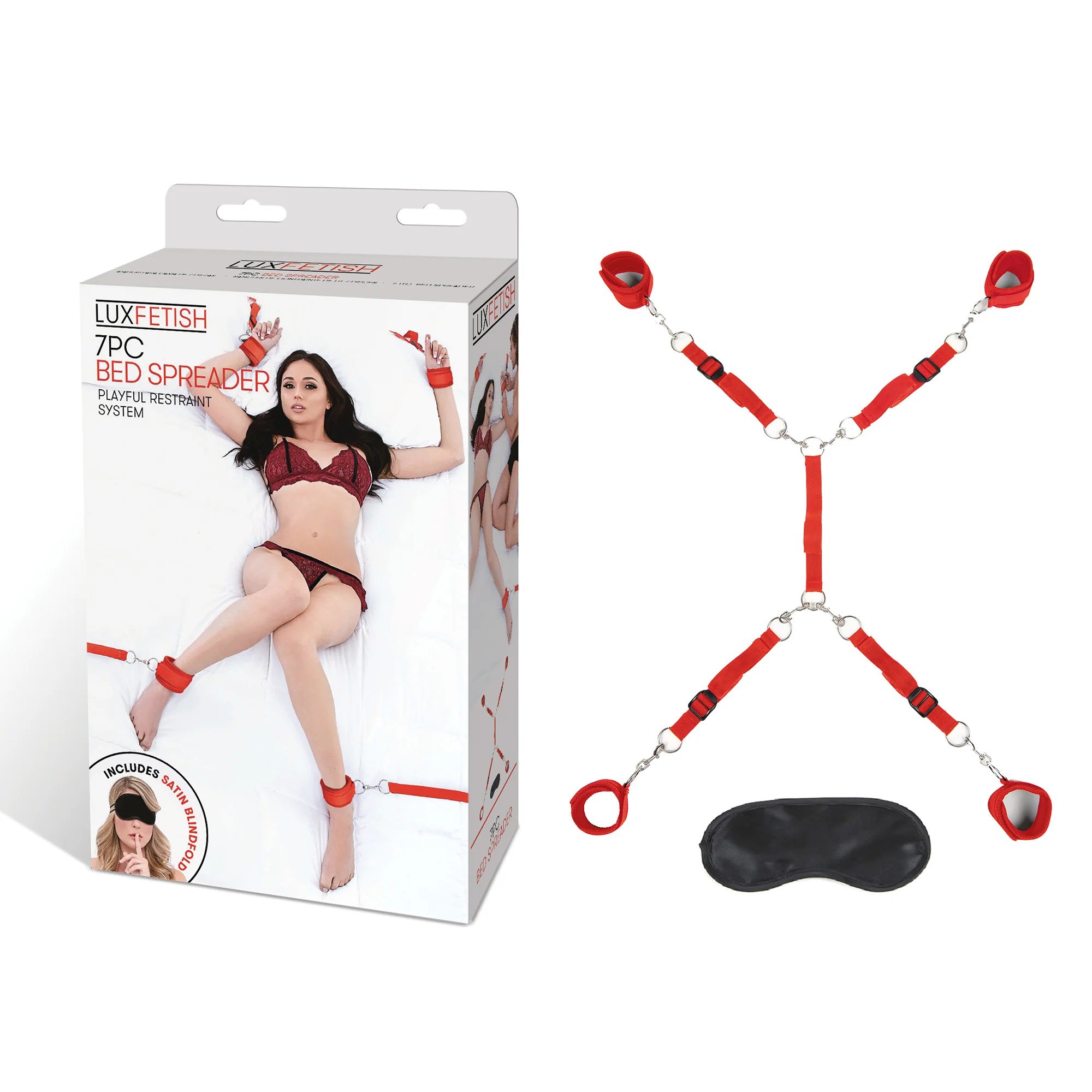 7 Pc Bed Spreader - Red-Bondage & Fetish Toys-Lux Fetish-Andy's Adult World