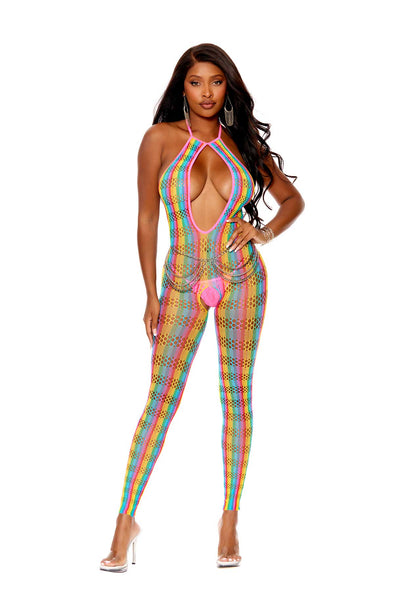 Deep v Bodystocking - One Size - Multicolor-Lingerie & Sexy Apparel-Elegant Moments-Andy's Adult World