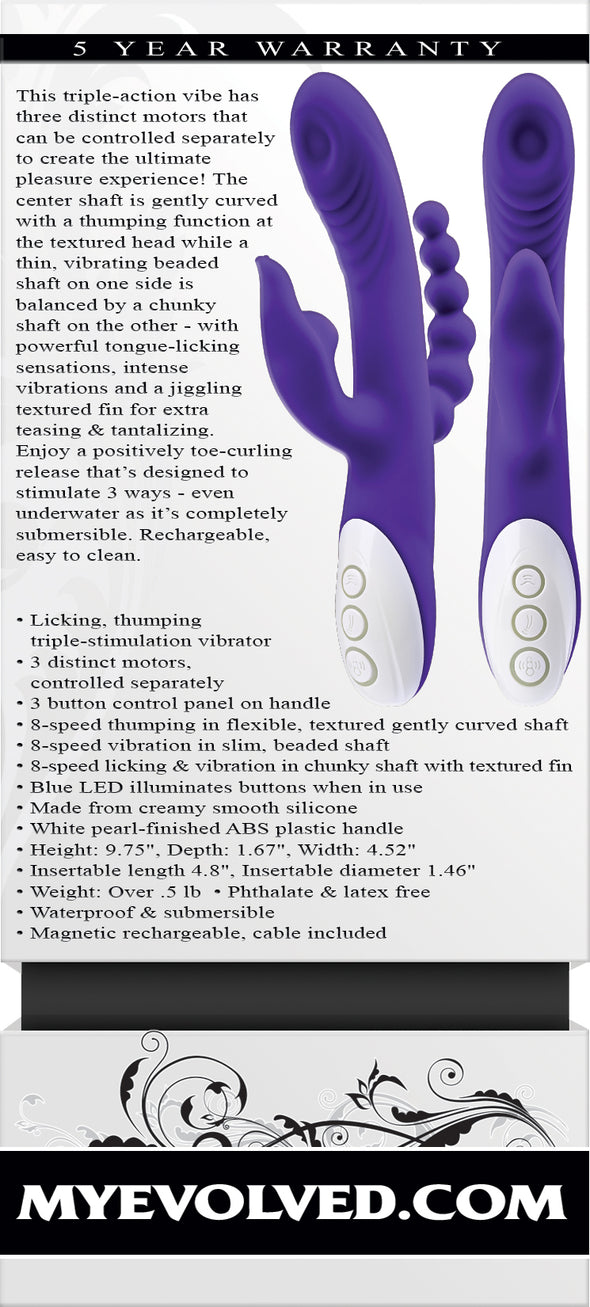 Lick Me - Triple Stim Vibe - Purple-Vibrators-Evolved Novelties-Andy's Adult World