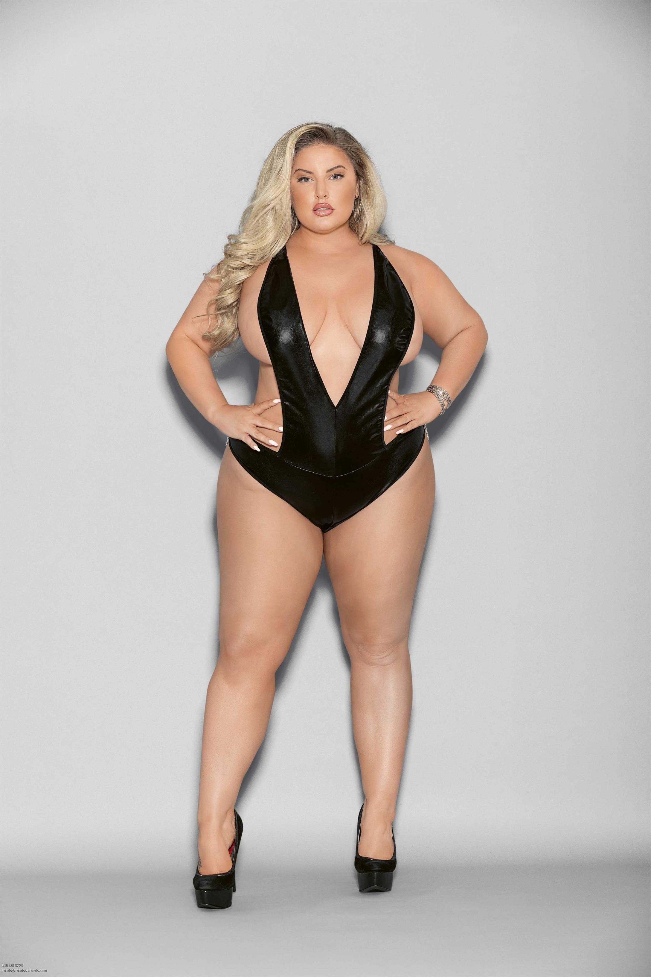 Liquid Look Chain Back Open Crotch Teddy - Queen Size - Black-Lingerie & Sexy Apparel-Escante-Andy's Adult World