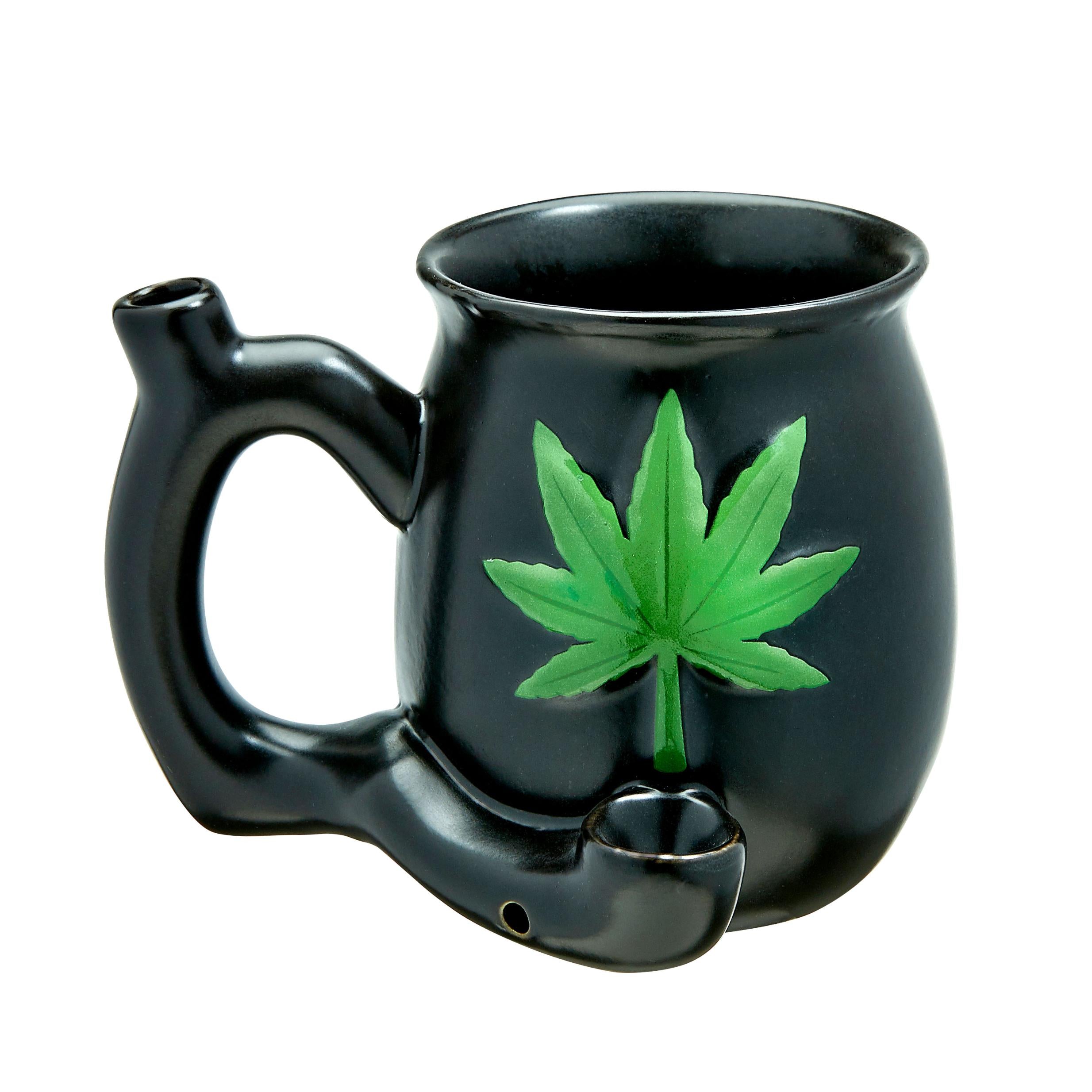 Black Matt Mug Wirh Embossed Green Leaf - Roast and Toast-Gag Gifts & Novelties-Fashioncraft-Andy's Adult World