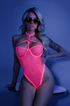 All Nighter Harness Bodysuit - Small-medium - Neon Pink-Lingerie & Sexy Apparel-Fantasy Lingerie-Andy's Adult World