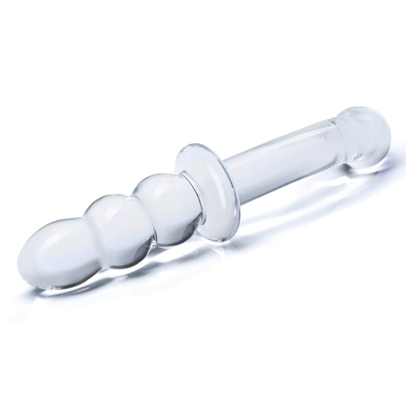 8 Inch Ribbed G-Spot Glass Dildo - Clear-Dildos & Dongs-Glas-Andy's Adult World