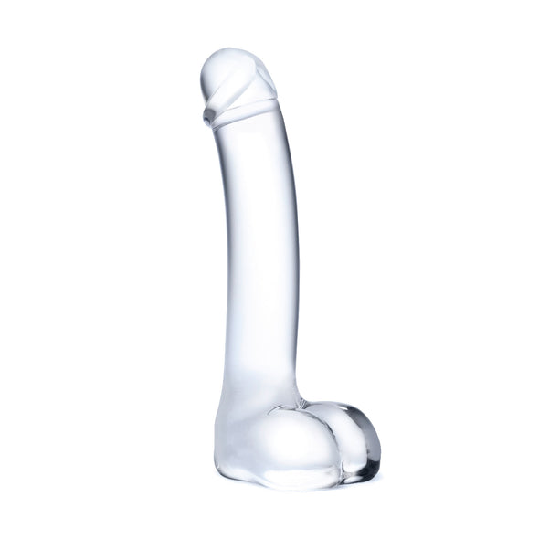 7 Inch Realistic Curved Glass G-Spot Dildo - Clear-Dildos & Dongs-Glas-Andy's Adult World