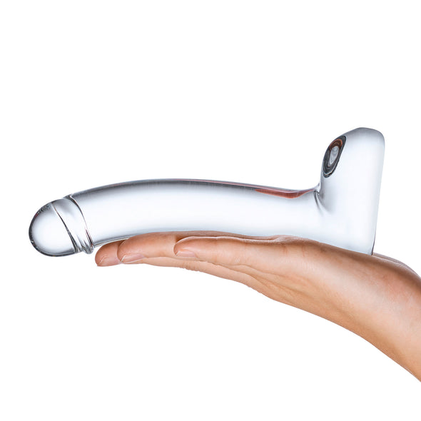 7 Inch Realistic Curved Glass G-Spot Dildo - Clear-Dildos & Dongs-Glas-Andy's Adult World