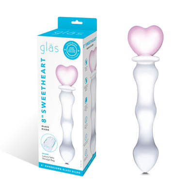 8 Inch Sweetheart Glass Dildo - Pink/clear-Anal Toys & Stimulators-Glas-Andy's Adult World