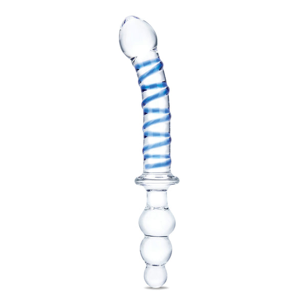 10 Inch Twister Dual-Ended Dildo - Clear/blue-Dildos & Dongs-Glas-Andy's Adult World