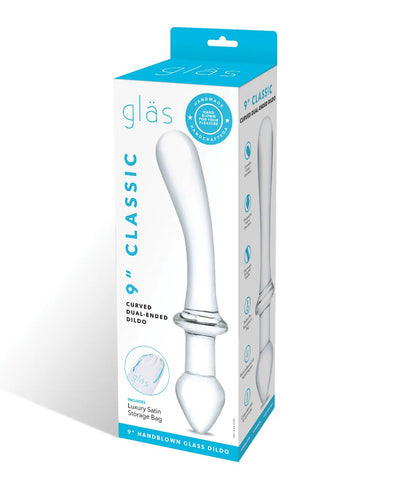 9 Inch Classic Curved Dual-Ended Dildo - Clear-Eco-Friendly-Glas-Andy's Adult World