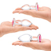 3 Pc Heart Jewel Glass Anal Training Kit - Clear/pink-Anal Toys & Stimulators-Glas-Andy's Adult World
