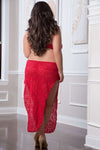 2 Pc. Shoulder-Baring Laced Night Dress - Red Cherry - Queen Size-Lingerie & Sexy Apparel-G-World-Andy's Adult World