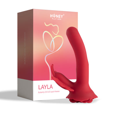 Layla - Butterfly Clit and G-Spot Vibrator - Red-Vibrators-Honey Play Box-Andy's Adult World