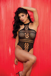 Geometric Knit Teddy - One Size - Black-Lingerie & Sexy Apparel-Shirley of Hollywood H.O.T.-Andy's Adult World