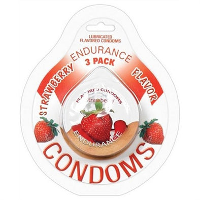Endurance Condoms - Strawberry - 3 Pack-Condoms-Hott Products-Andy's Adult World
