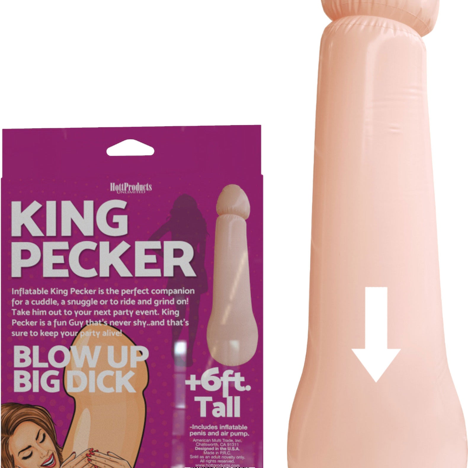 King Pecker- 6 Foot Giant Inflatable Penis-Bachelor & Bachelorette Items-Hott Products-Andy's Adult World