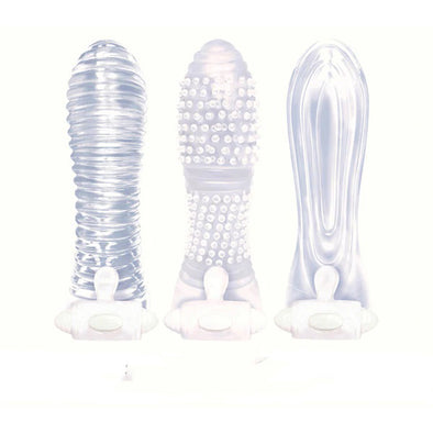 Icon Brands - Vibrating Sextenders 3-Pack - Clear-Penis Extension & Sleeves-Icon Brands-Andy's Adult World